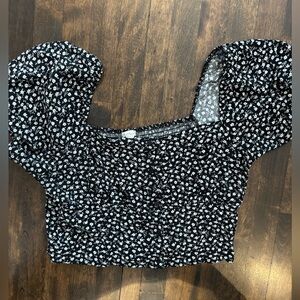 Garage  Black and White Floral Blouse